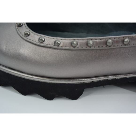 Sacha London Yaiza Pewter Leather Studded Pointed Toe Platform Shoes Size 7 - Picture 8 of 11
